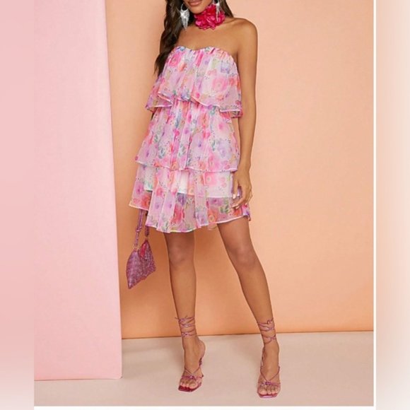 Boho Floral Print Layer Hem Cami Dress - Picture 2 of 10